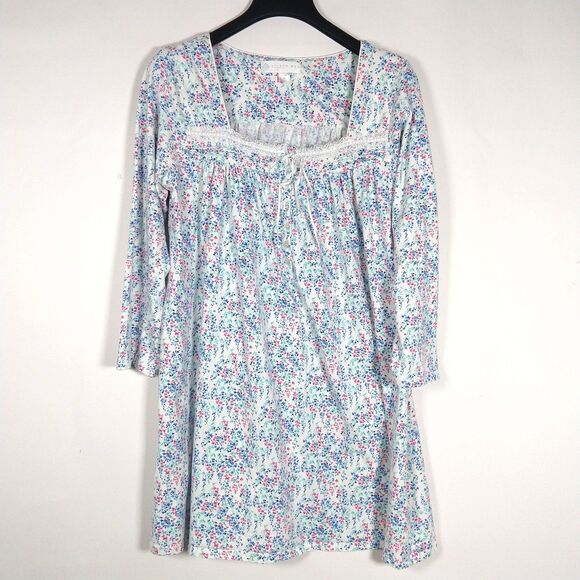 Eileen West Night Gown Medium Knee Length Crochet Lace Cottagecore Prairie Sleep - Picture 1 of 8